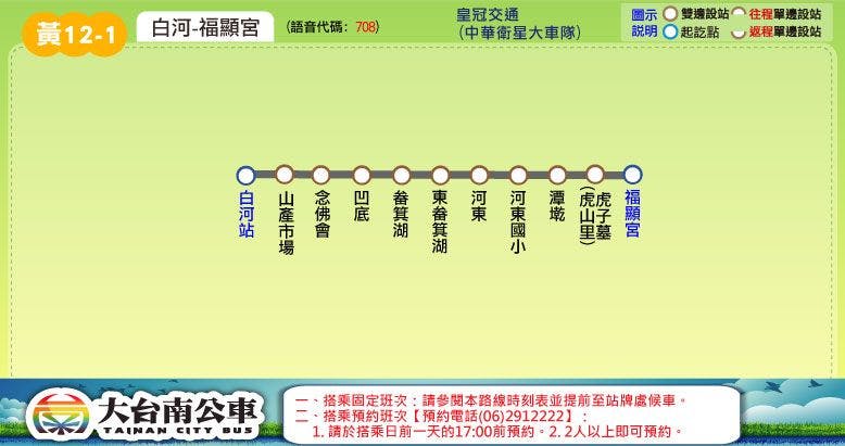 黃12-1路線圖-台南公車