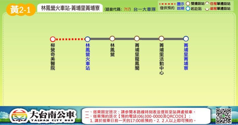 黃2-1路線圖-台南公車
