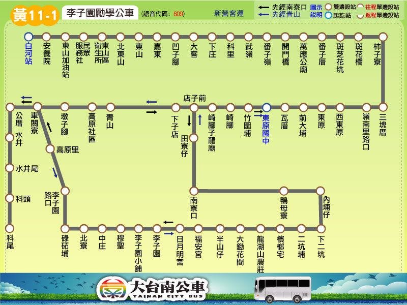 黃11-1路線圖-台南公車