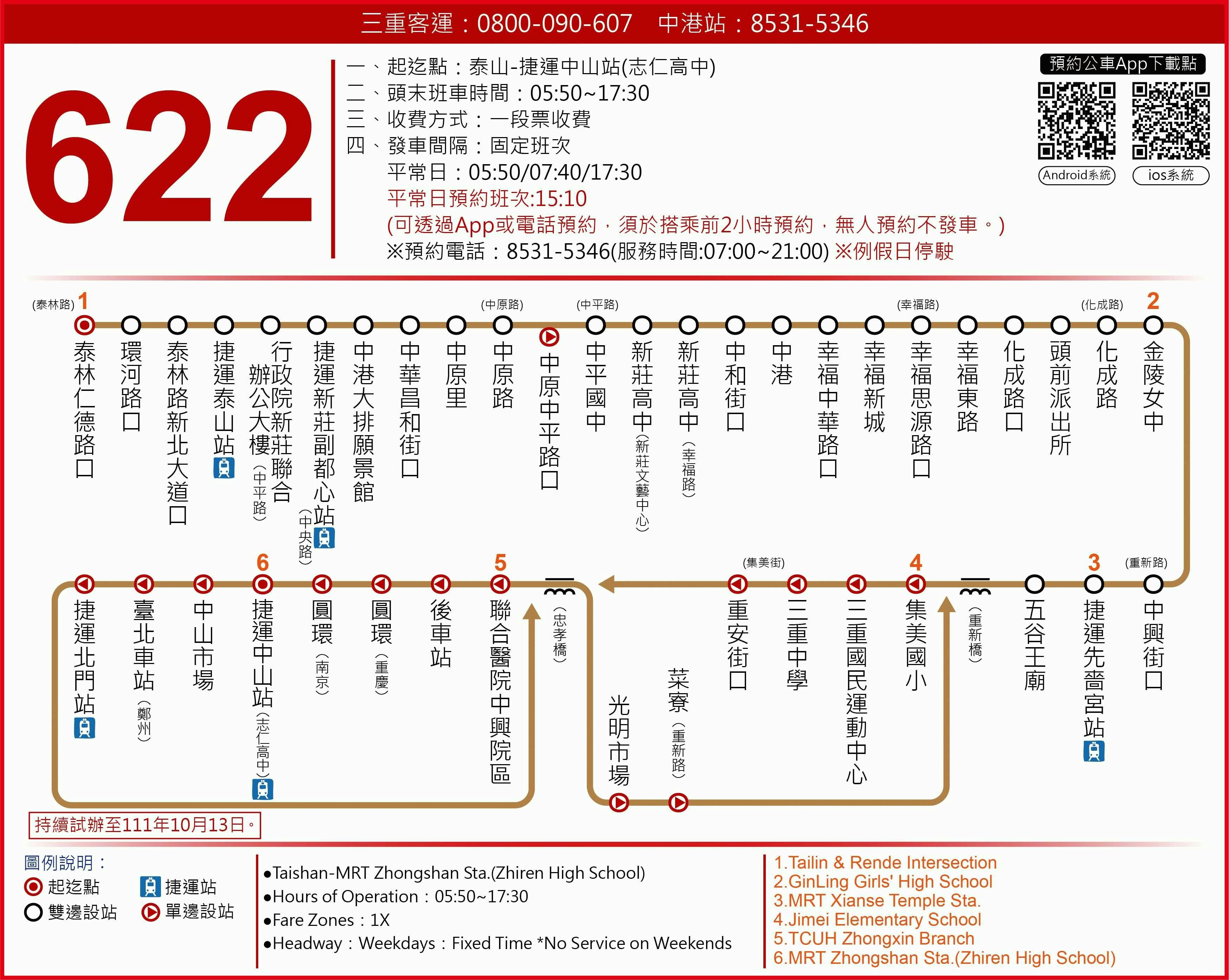 622路線圖-台北市公車