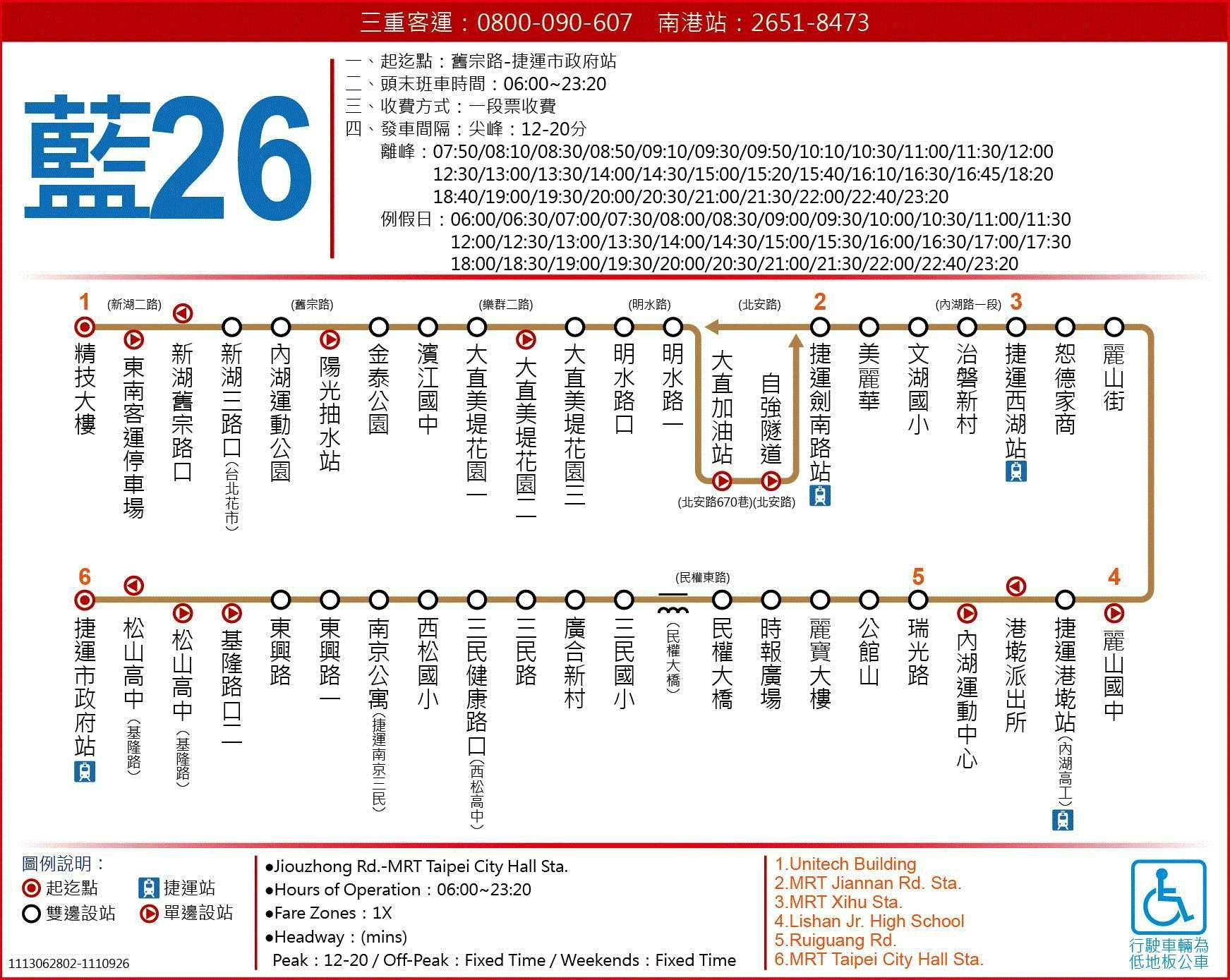 藍26路線圖-台北市公車
