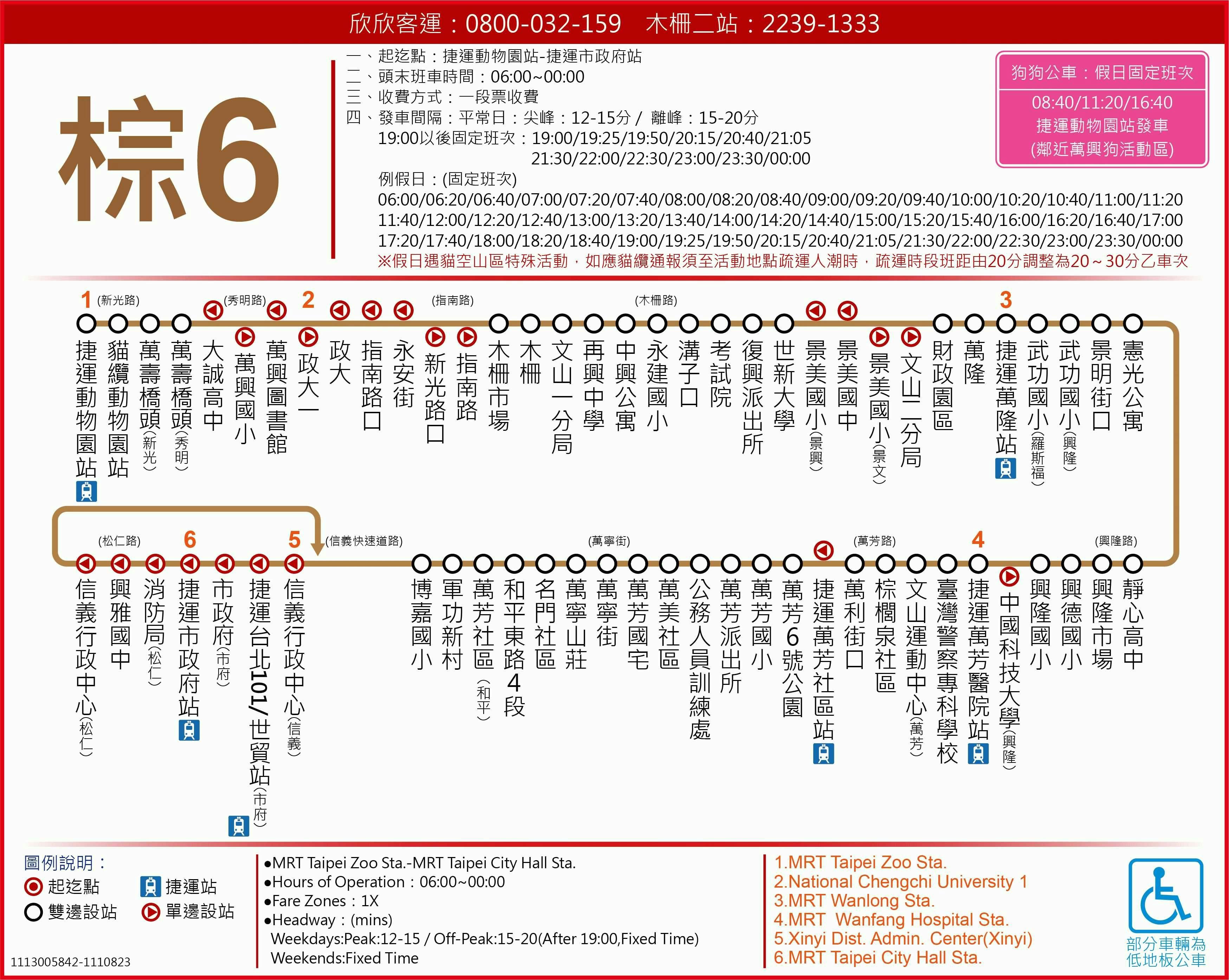 棕6路線圖-台北市公車