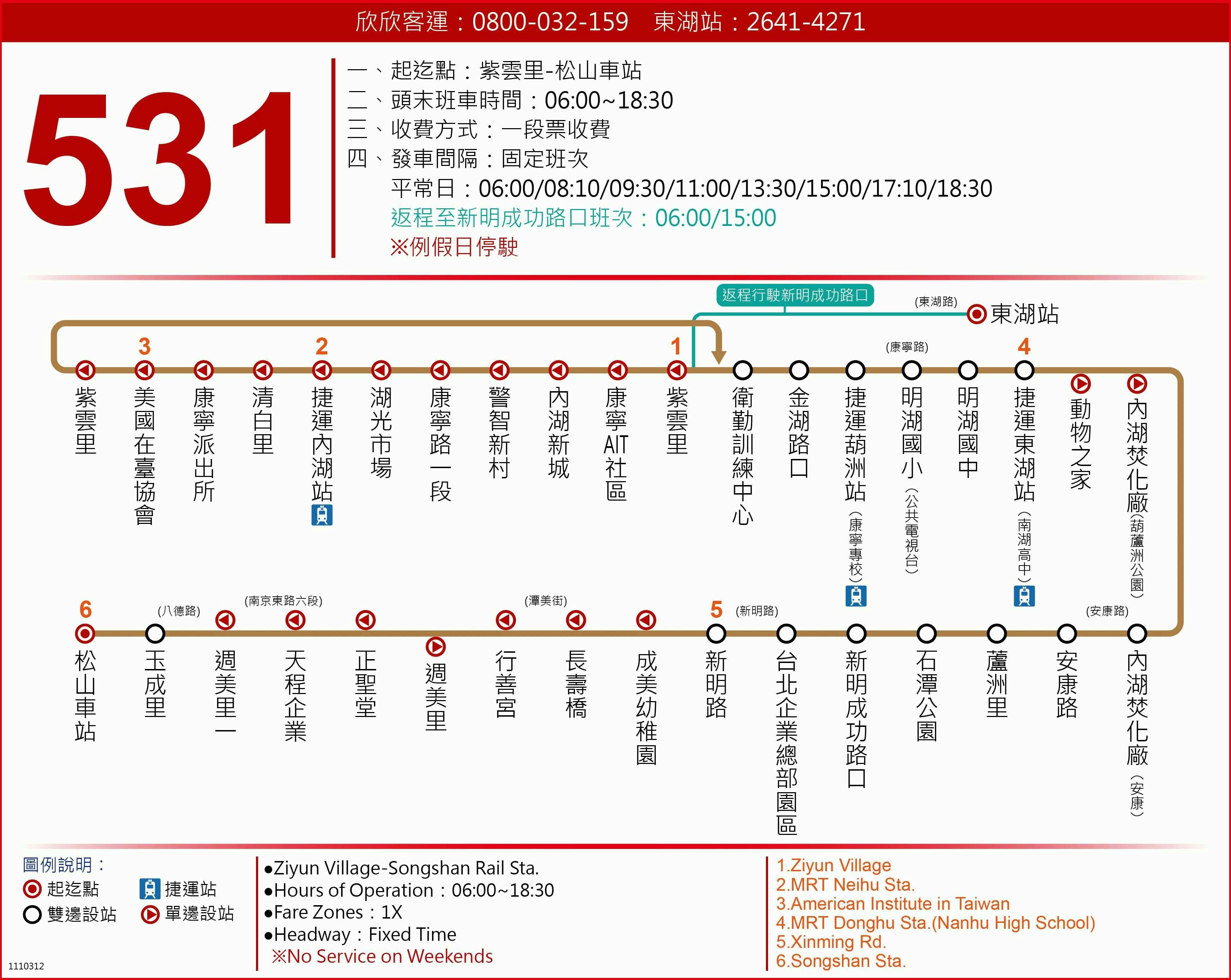 531路線圖-台北市公車