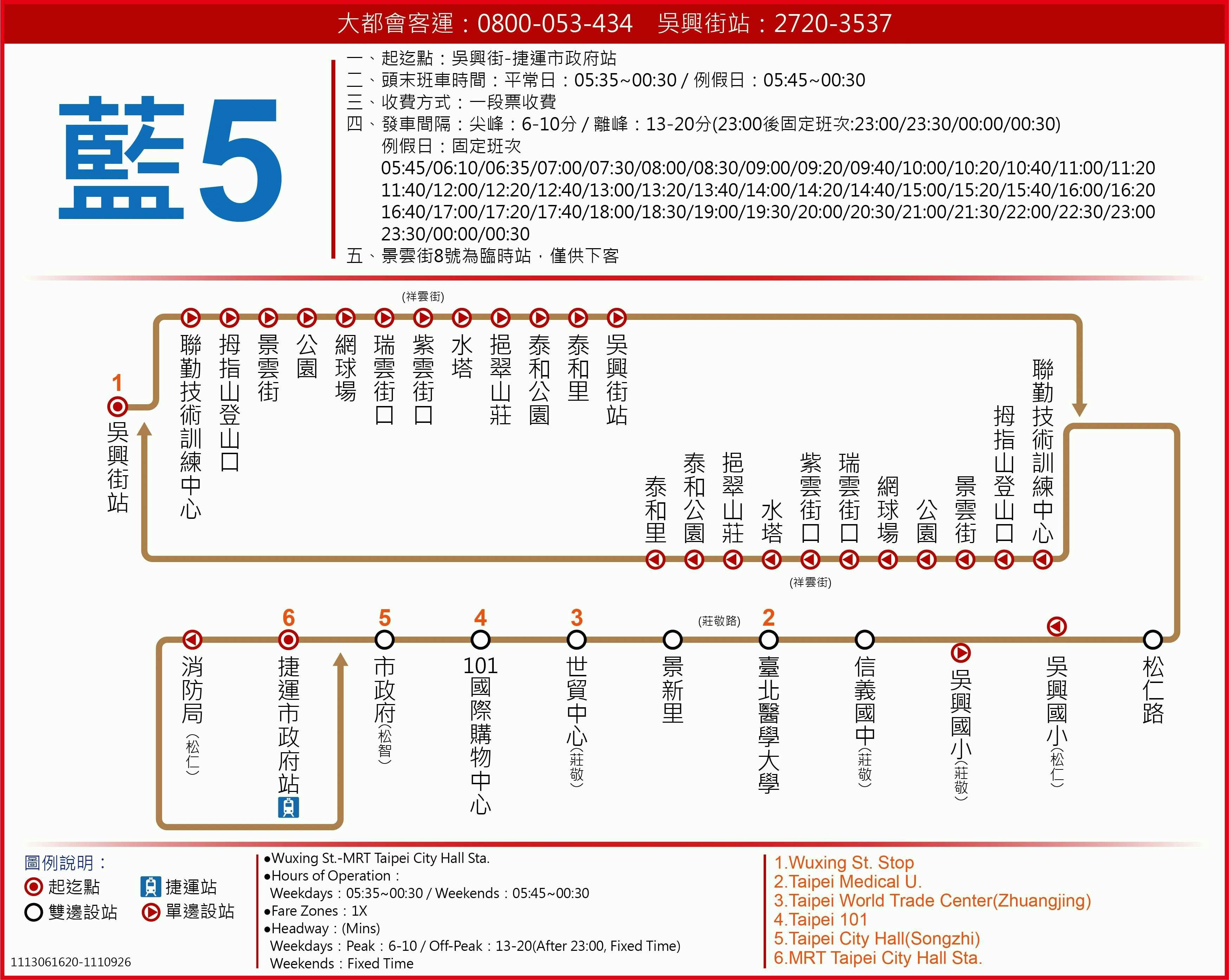 藍5路線圖-台北市公車