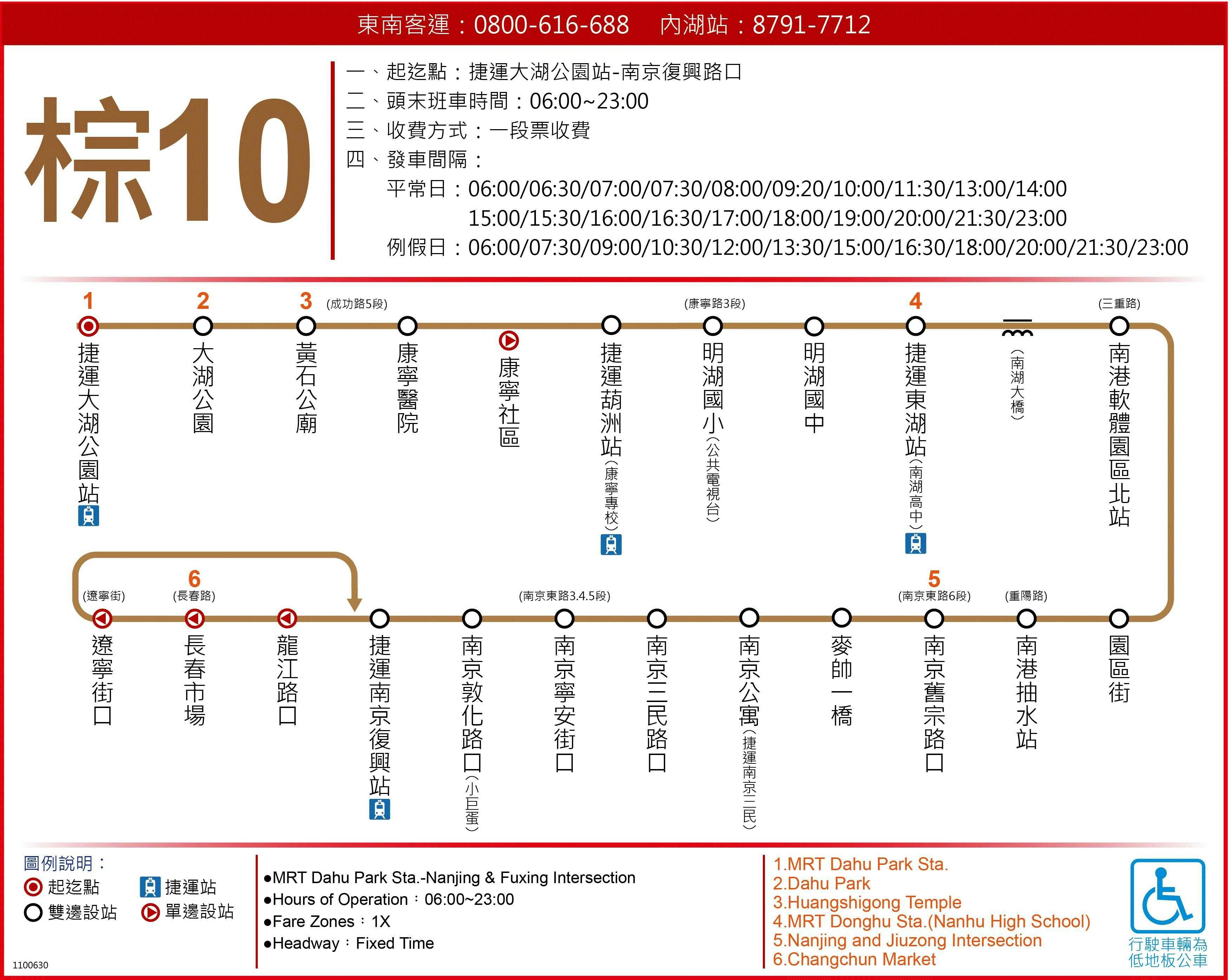 棕10路線圖-台北市公車