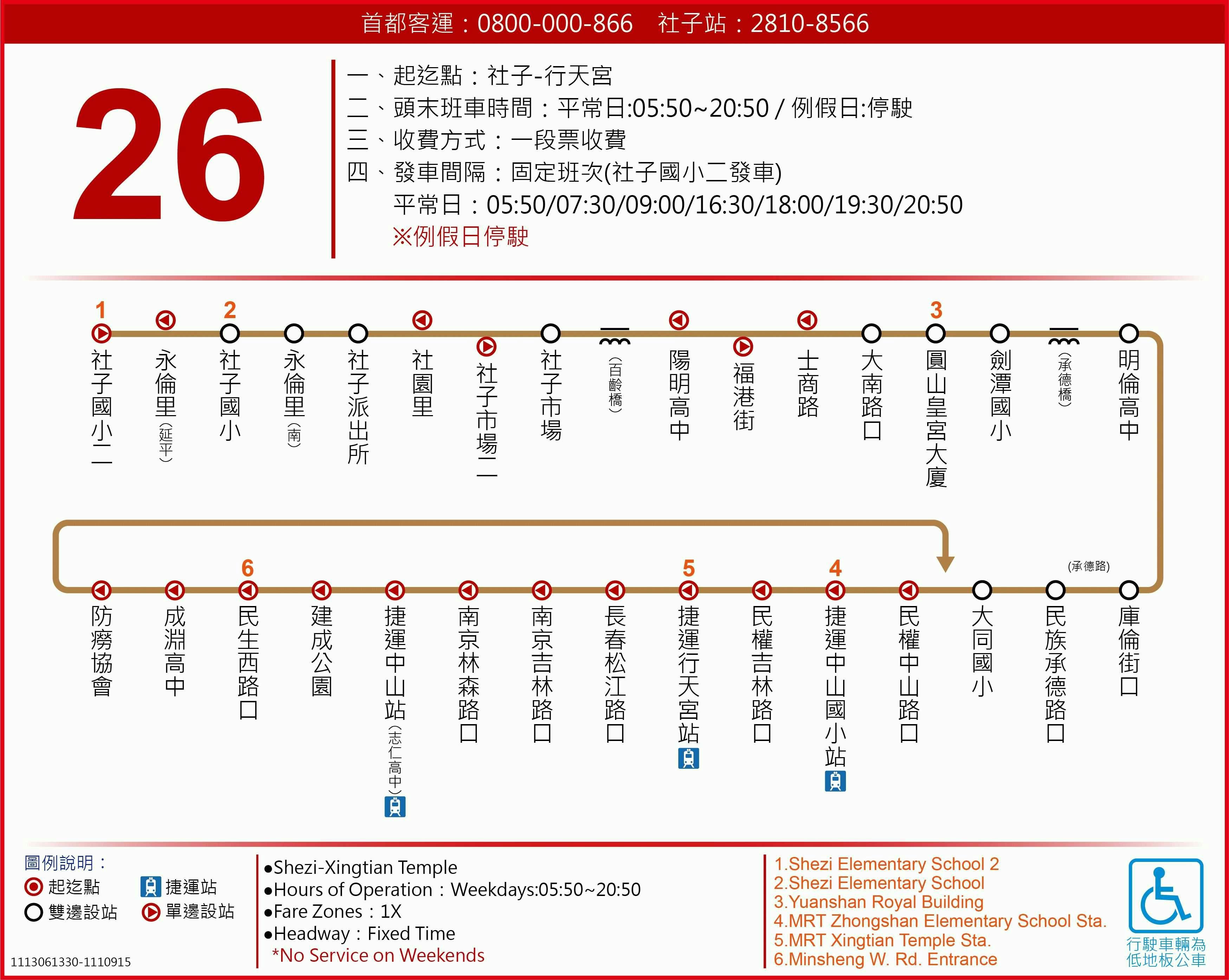 26路線圖-台北市公車