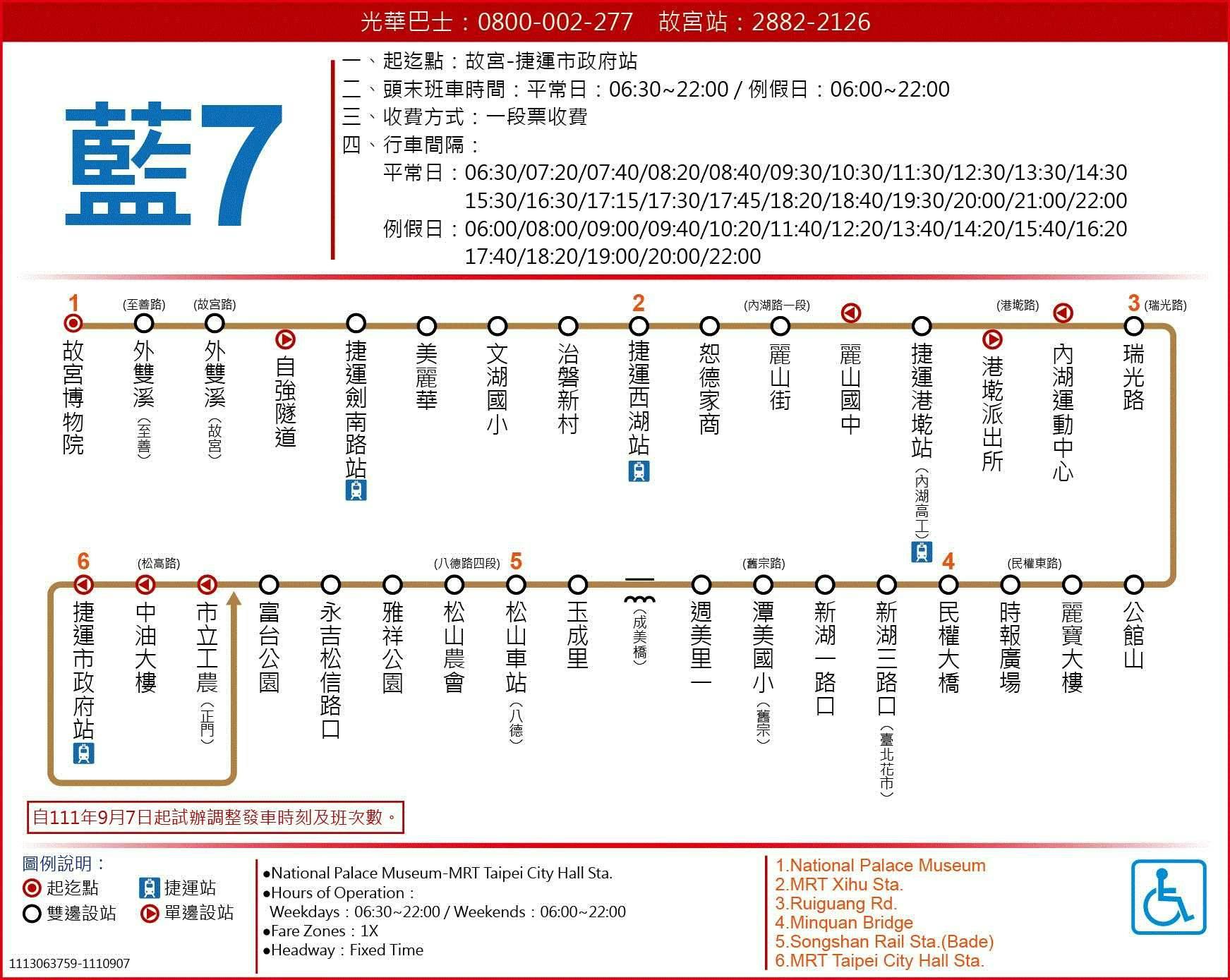 藍7路線圖-台北市公車