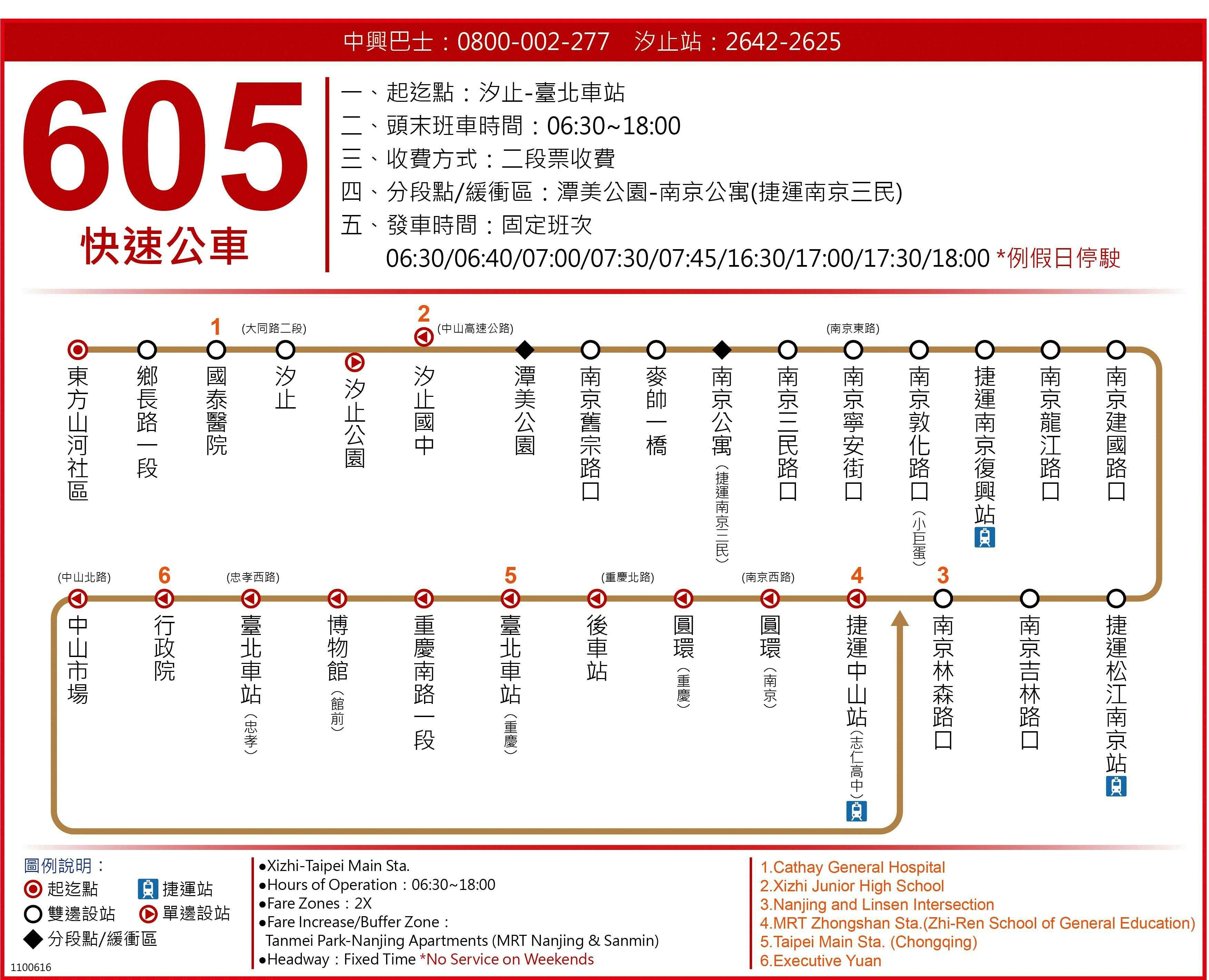 605快路線圖-台北市公車