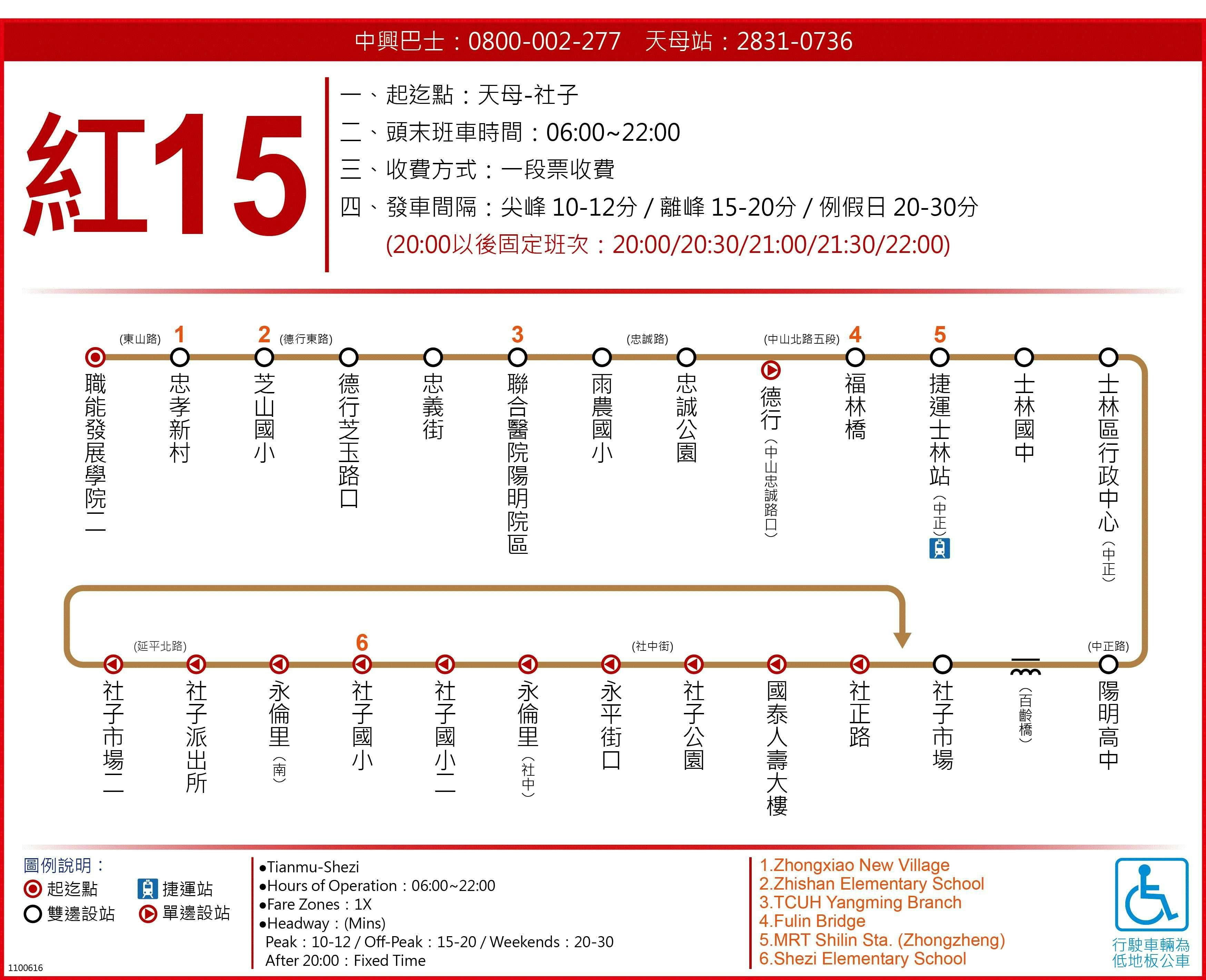 紅15路線圖-台北市公車