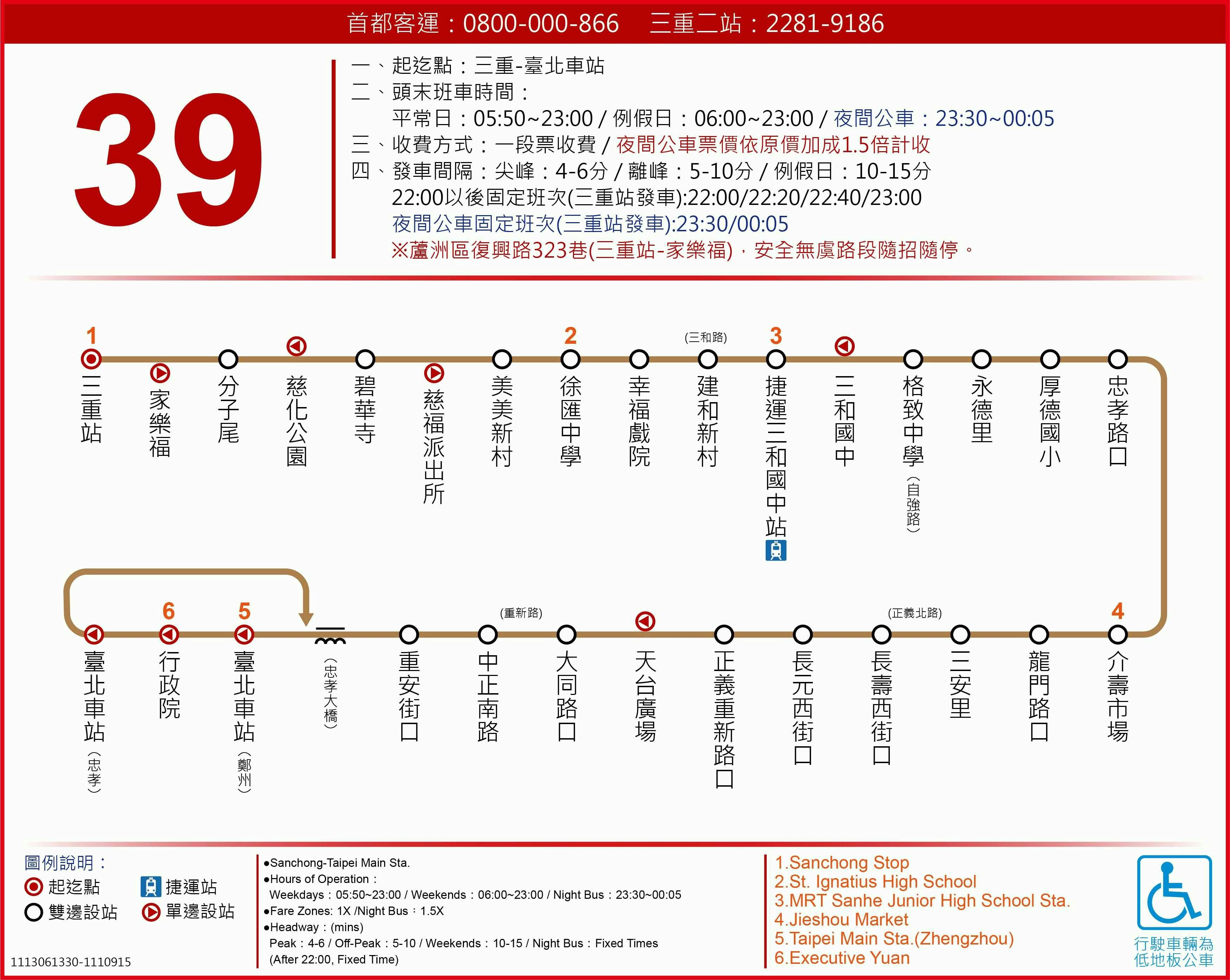 39夜路線圖-台北市公車