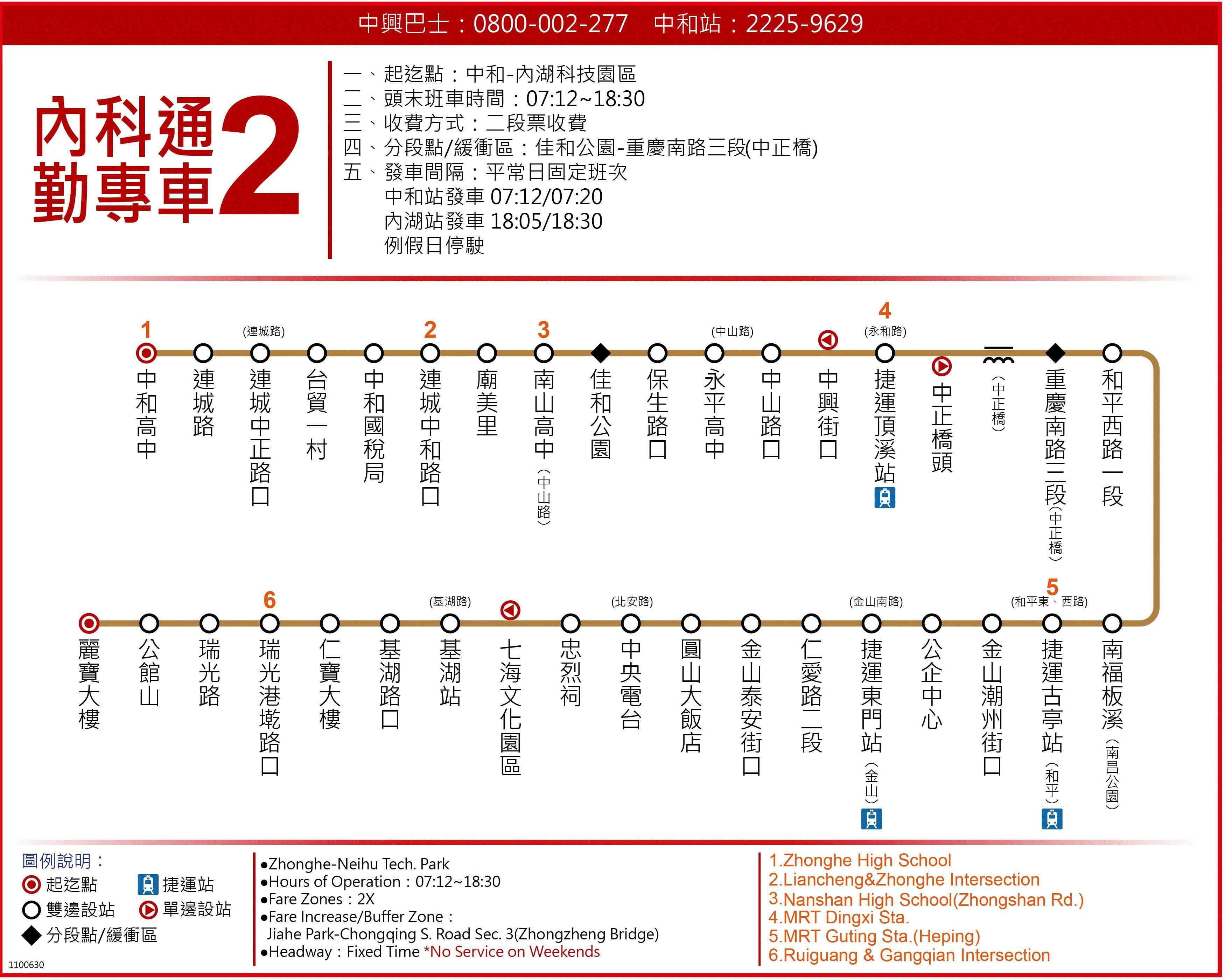 內科通勤專車2路線圖-台北市公車