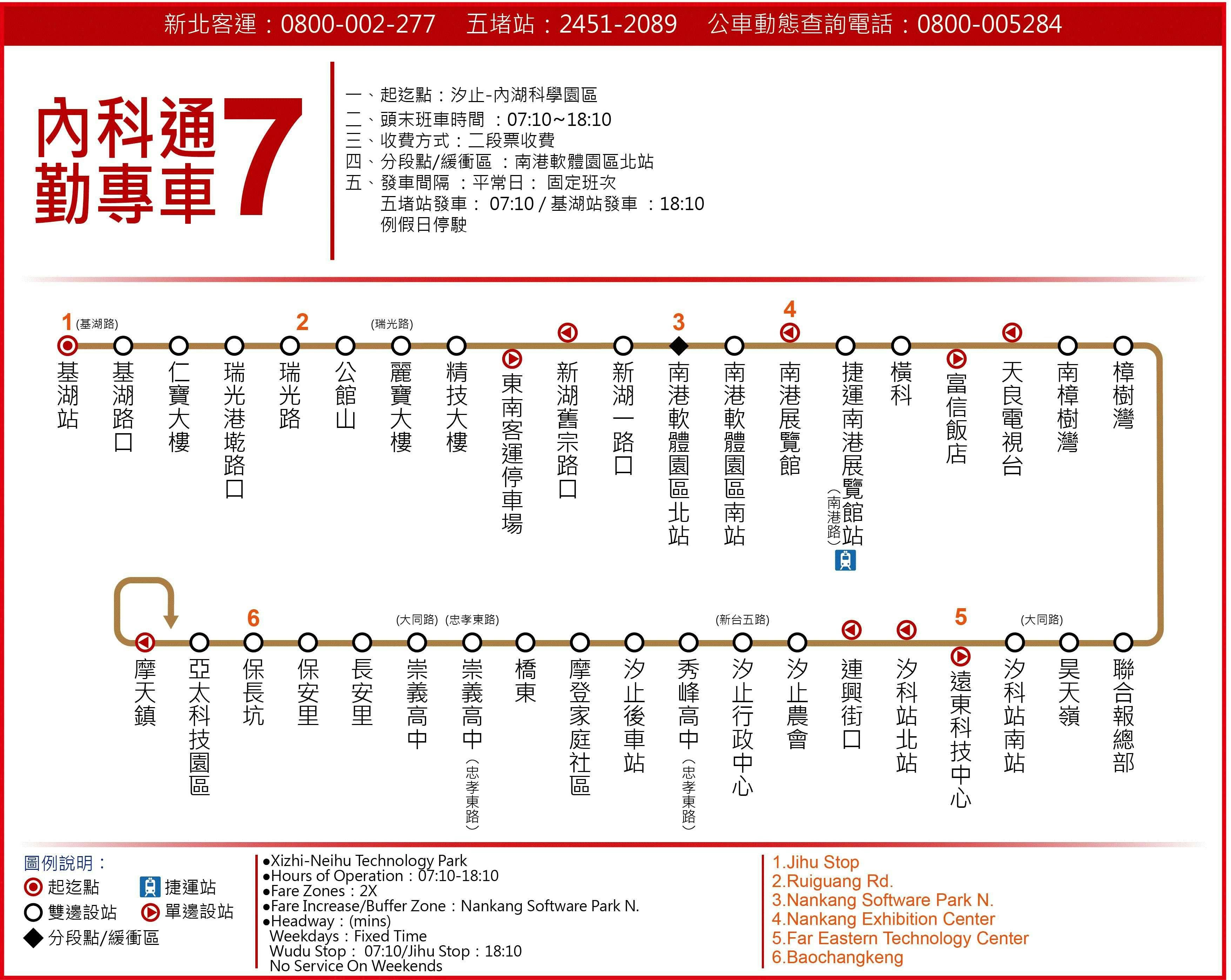 內科通勤專車7路線圖-台北市公車