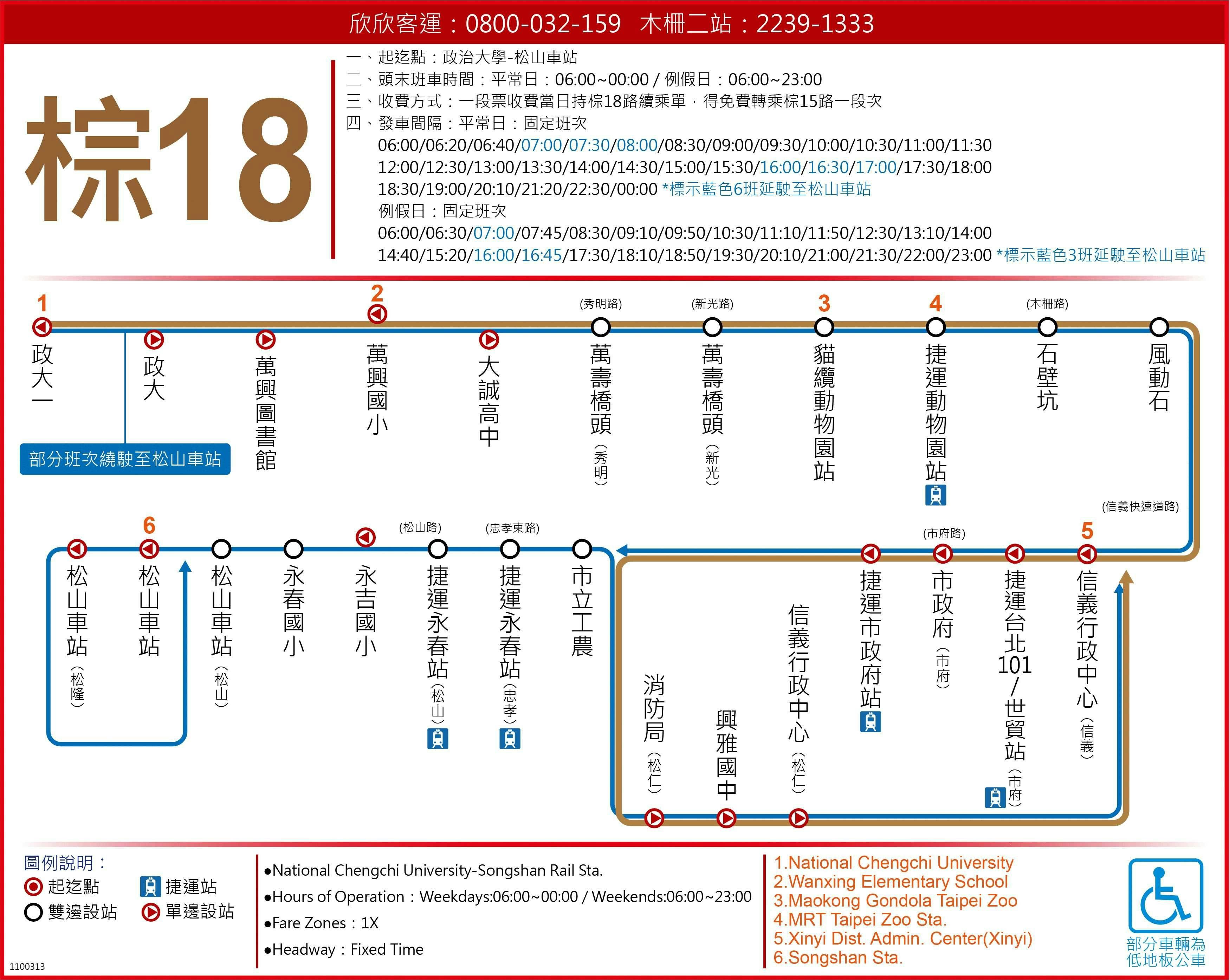 棕18路線圖-台北市公車