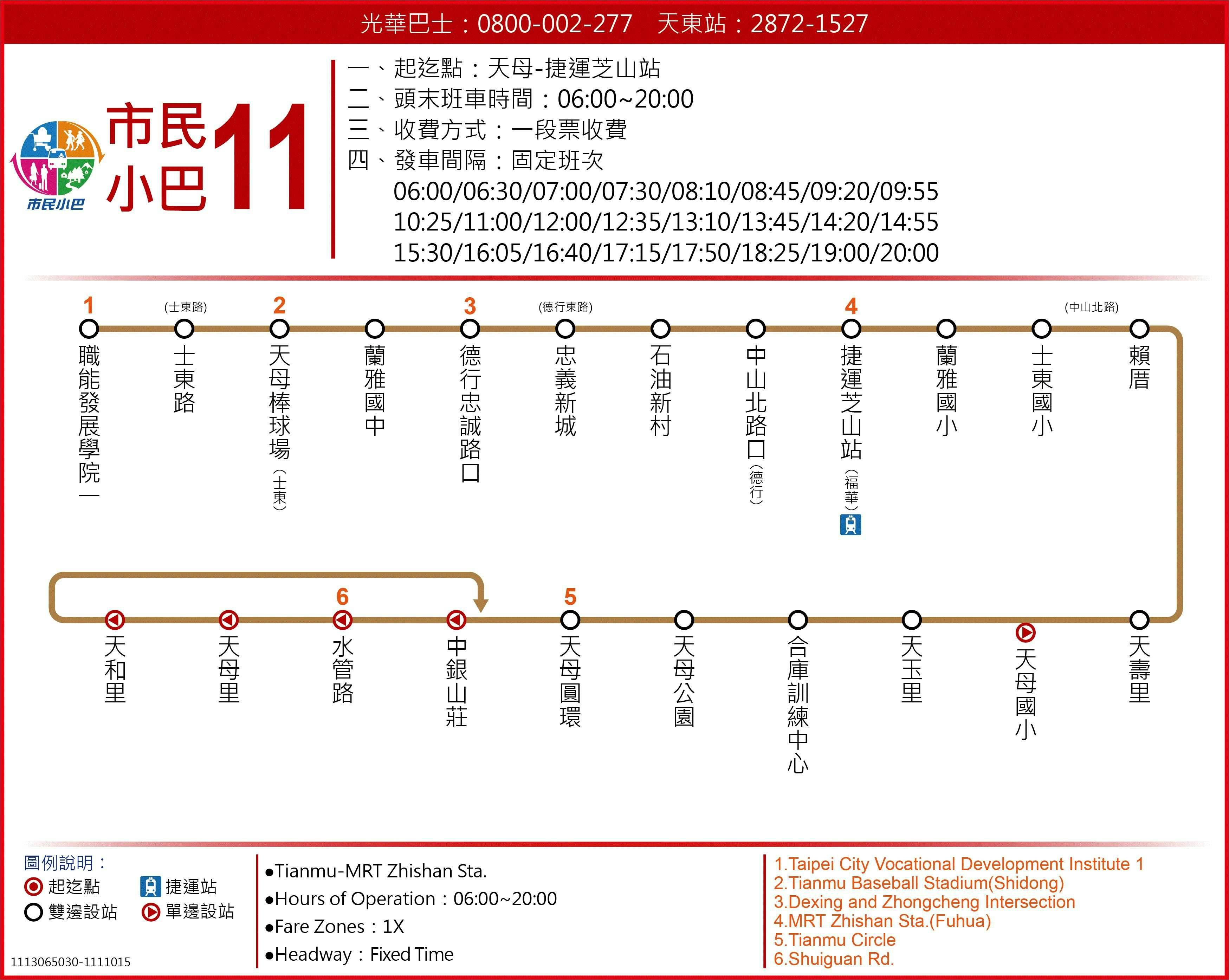 市民小巴11路線圖-台北市公車