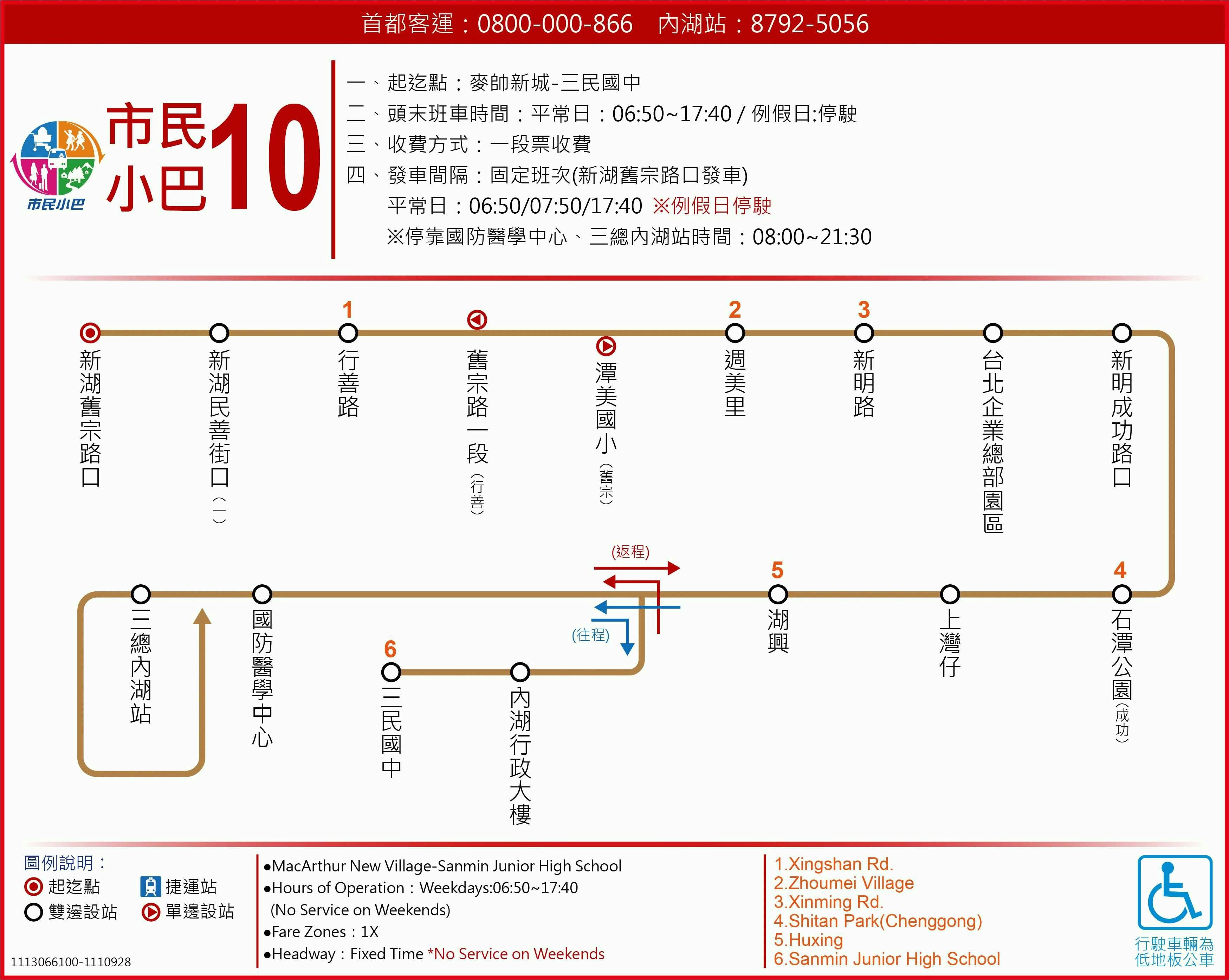 市民小巴10路線圖-台北市公車