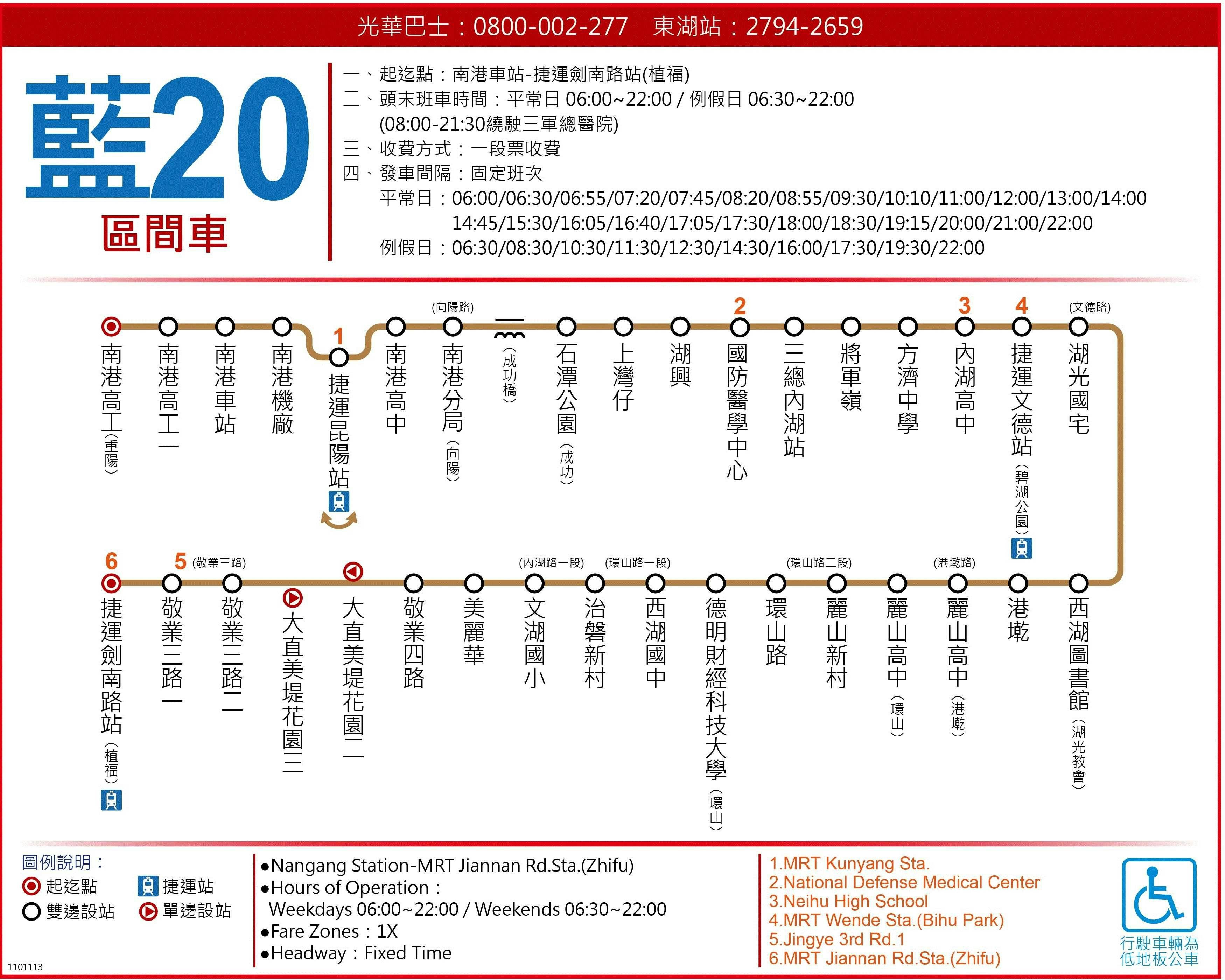 藍20區路線圖-台北市公車