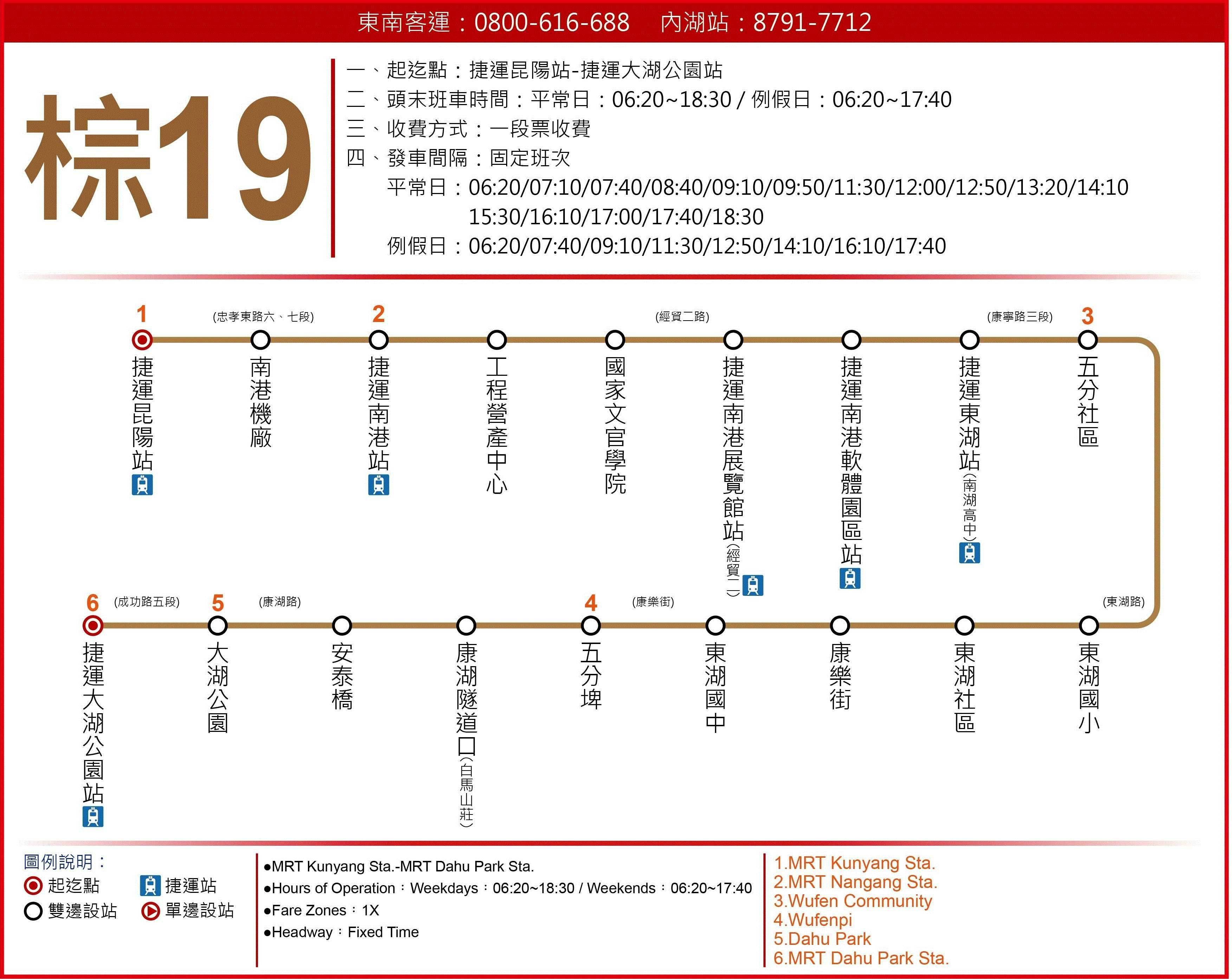 棕19路線圖-台北市公車