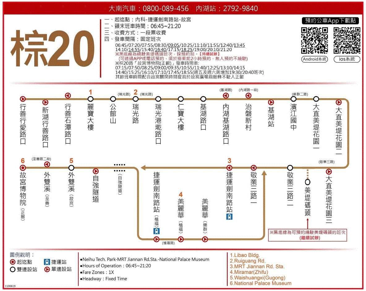 棕20路線圖-台北市公車