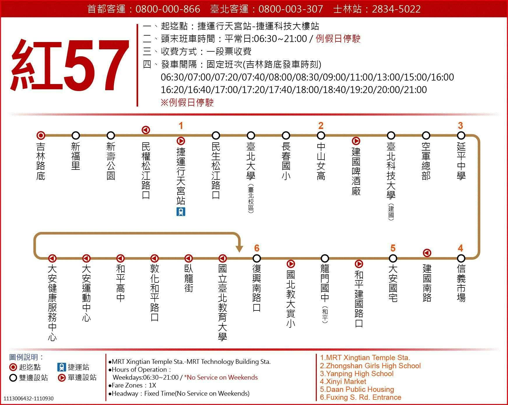 紅57路線圖-台北市公車