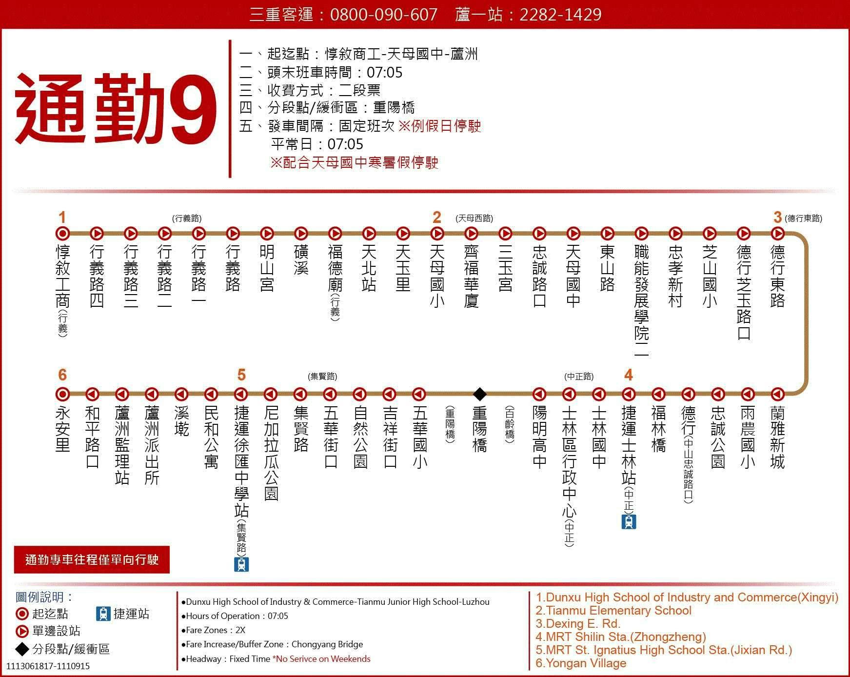 通勤9路線圖-台北市公車