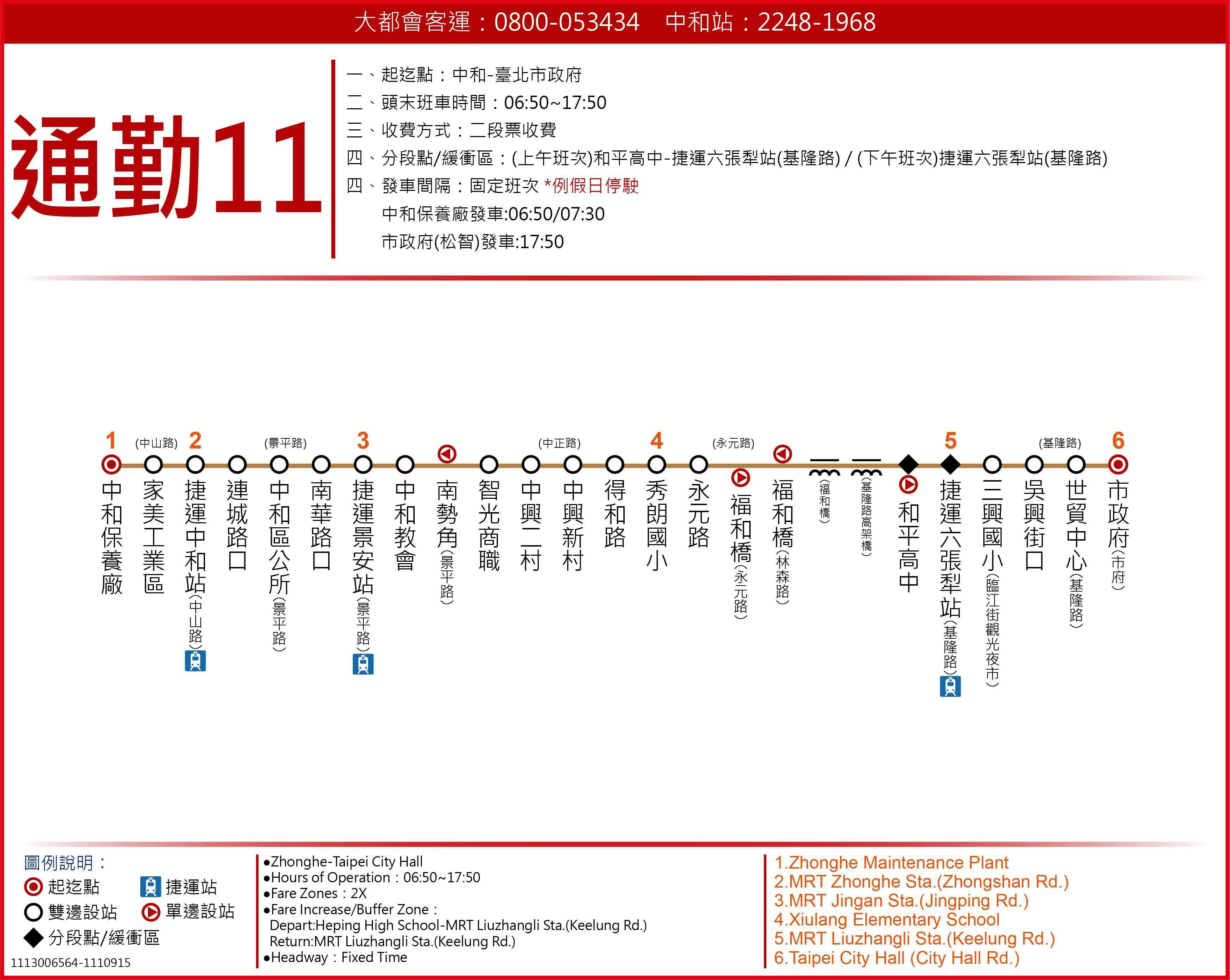 通勤11路線圖-台北市公車