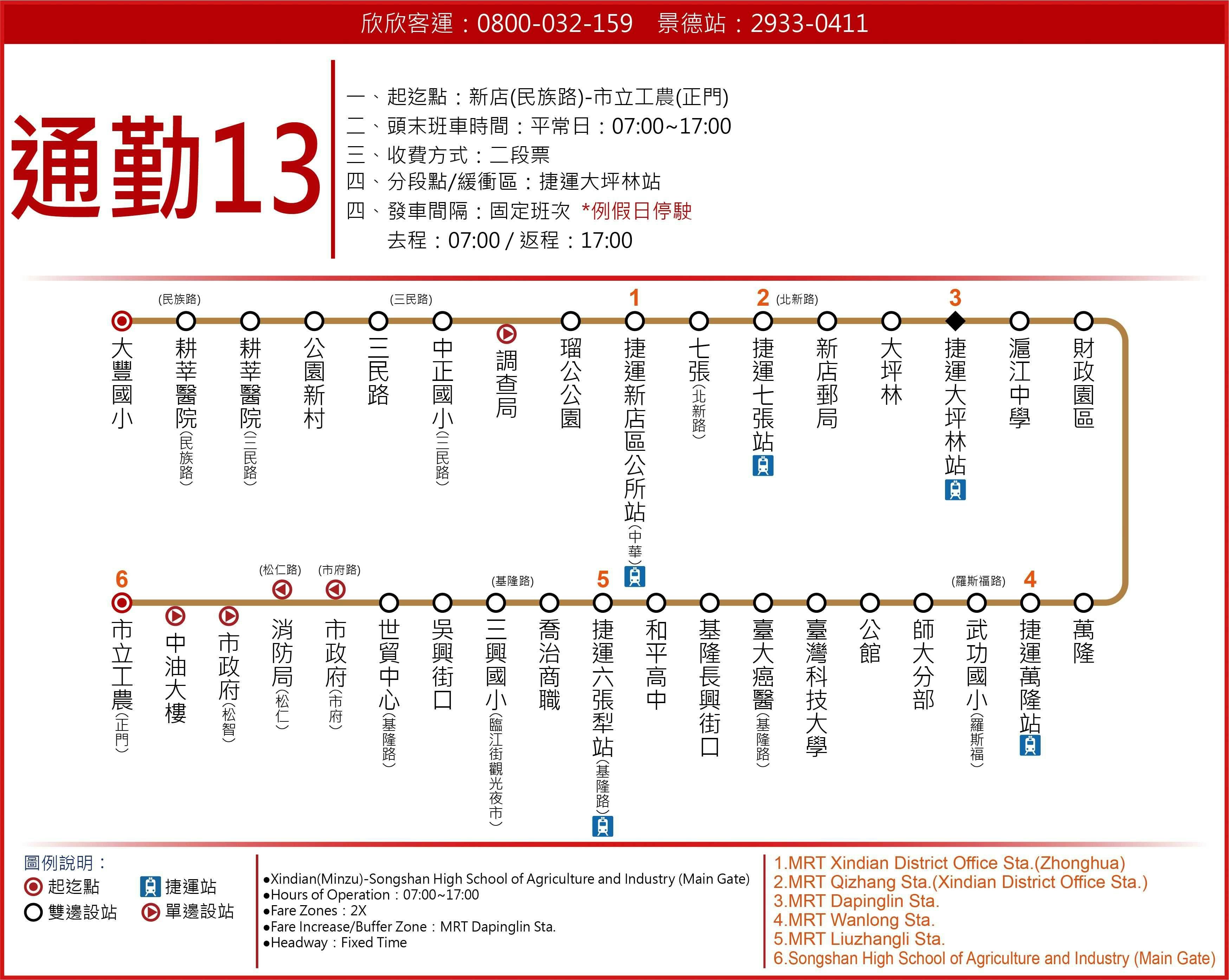 通勤13路線圖-台北市公車