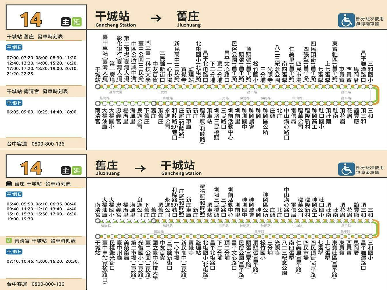 14Route Map-台中 Bus